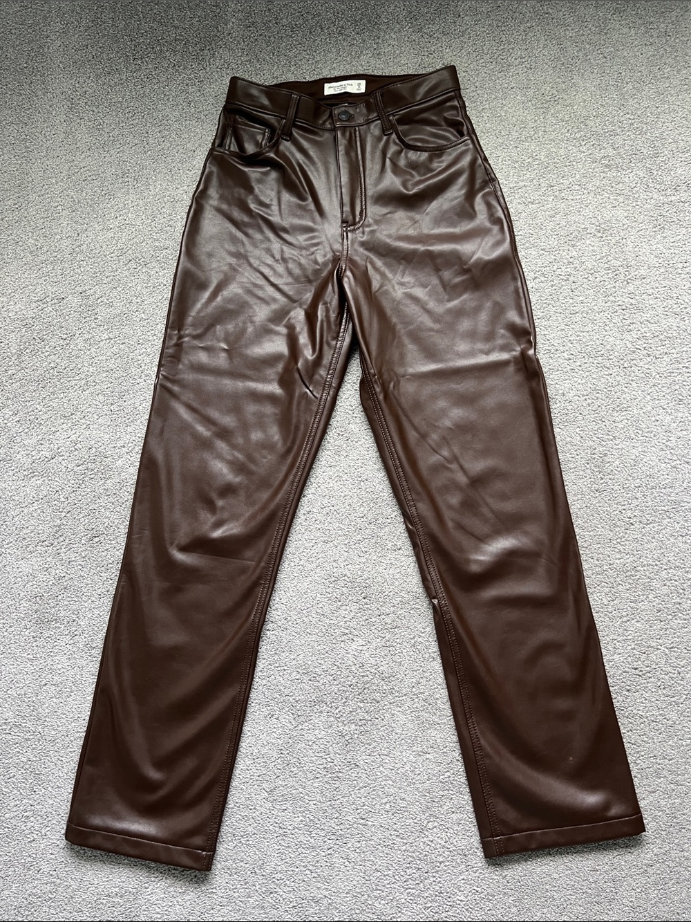 Abercrombie & Fitch Dark Brown Faux Leather Trousers